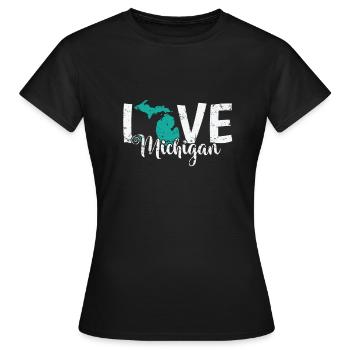 Michigan Love Michigan USA Amérique - T-shirt Femme - noir - Devant - AI Model Female 172 dark (172cm)