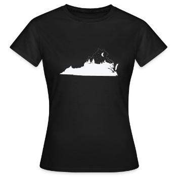Virginia Kartenumriss mit Skyline USA - Frauen T-Shirt - Schwarz - Vorne - AI Model Female 172 dark (172cm)