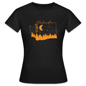 Contour de la carte de Washington avec Skyline USA - T-shirt Femme - noir - Devant - AI Model Female 172 dark (172cm)