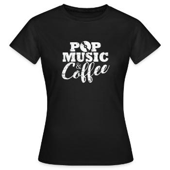 Pop Music and Coffee Sänger Stars - Frauen T-Shirt - Schwarz - Vorne - AI Model Female 172 dark (172cm)