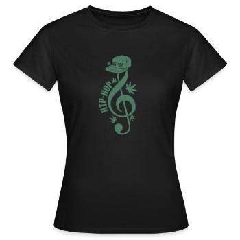 clef with Cappi music genre Rap - Women's T-Shirt - black - Front - AI Model Female 172 dark (172cm)