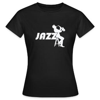 Jazz au saxophone sur un tabouret de bar - T-shirt Femme - noir - Devant - AI Model Female 172 dark (172cm)