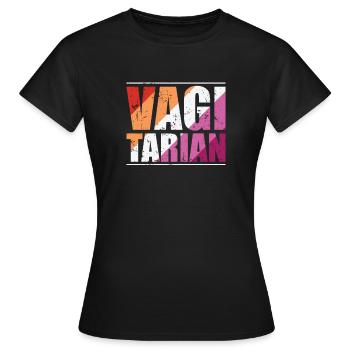 Vagitaire allusion de mot LGBT homosexuel - T-shirt Femme - noir - Devant - AI Model Female 172 dark (172cm)
