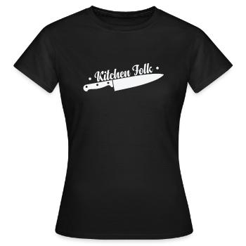 Cuisine Folk Couteaux de cuisine Cuisiner Passe-temps - T-shirt Femme - noir - Devant - AI Model Female 172 dark (172cm)