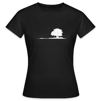 Baum auf dem Feld Natur Blätter - Frauen T-Shirt - Schwarz - Vorne - AI Model Female 172 dark (172cm)