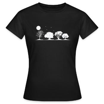 Bäume bei Vollmond Natur Wälder Blätter - Frauen T-Shirt - Schwarz - Vorne - AI Model Female 172 dark (172cm)