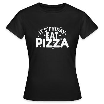 C’est vendredi Mangez de la pizza, du salami et du fromage - T-shirt Femme - noir - Devant - AI Model Female 172 dark (172cm)