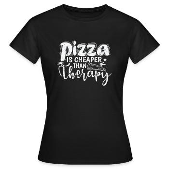 La pizza est moins chère que le salami thérapeutique - T-shirt Femme - noir - Devant - AI Model Female 172 dark (172cm)