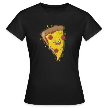 Salami Pizza est heureux - T-shirt Femme - noir - Devant - AI Model Female 172 dark (172cm)