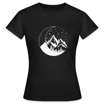 Montagnes et lune Ciel nocturne Orbe - T-shirt Femme - noir - Devant - AI Model Female 172 dark (172cm)