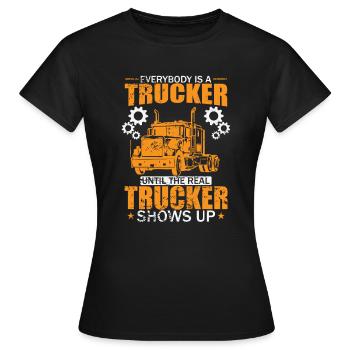 Real Trucker shows up Occupation Long-Distance Transport - Women's T-Shirt - black - Front - AI Model Female 172 dark (172cm)