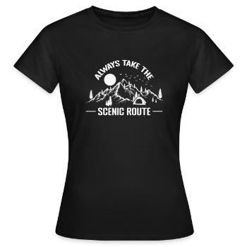 Prenez toujours la route panoramique du camping - T-shirt Femme - noir - Devant - AI Model Female 172 dark (172cm)
