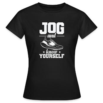Jogging et jogging pour se connaître soi-même - T-shirt Femme - noir - Devant - AI Model Female 172 dark (172cm)