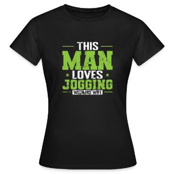 Cet homme aime faire du jogging avec sa femme - T-shirt Femme - noir - Devant - AI Model Female 172 dark (172cm)