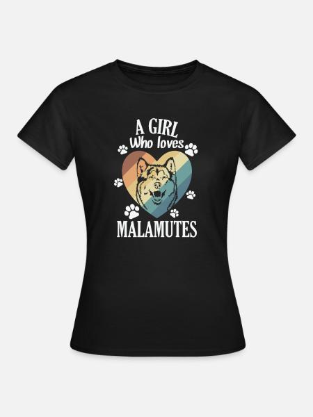 Een meisje dat van Alaskan Malamutes houdt - Vrouwen T-shirt - zwart