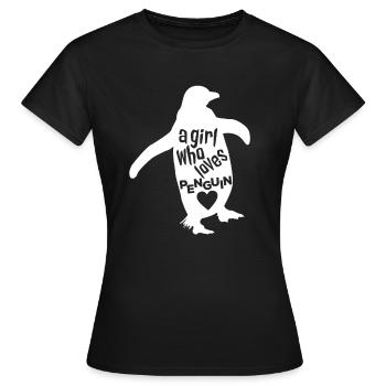 Une fille qui aime le pingouin - T-shirt Femme - noir - Devant - AI Model Female 172 dark (172cm)