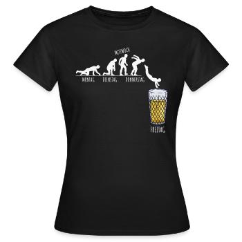 Äppler Apfelwein Wochenende Bembel Geripptes - Frauen T-Shirt - Schwarz - Vorne - AI Model Female 172 dark (172cm)