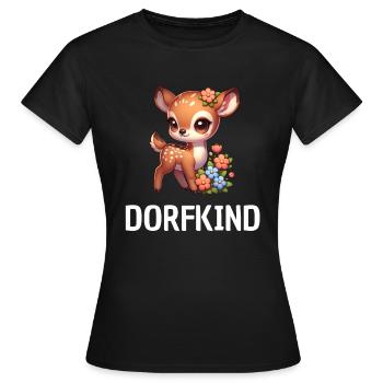 Dorfkind Rehkitz - Frauen T-Shirt - Schwarz - Vorne - AI Model Female 172 dark (172cm)
