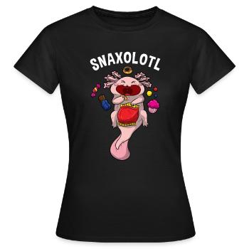 Axolotl Pun Snaxolotl Funny Lurch Shirt - T-shirt Femme - noir - Devant - AI Model Female 172 dark (172cm)