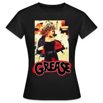 Grease Logo Mit Sandy Olsson - Frauen T-Shirt - Schwarz - Vorne - AI Model Female 172 dark (172cm)