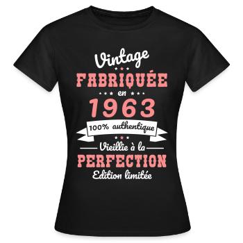 Anniversaire 60 ans - Vintage 1963 - T-shirt Femme - noir - Devant - AI Model Female 172 dark (172cm)