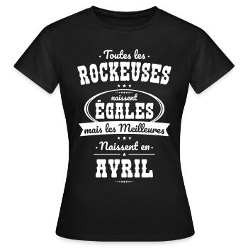 Rockeuses égales meilleures naissent en Avril - T-shirt Femme - noir - Devant - AI Model Female 172 dark (172cm)