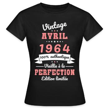 60th Anniversary - Vintage - April 1964 - Women's T-Shirt - black - Front - AI Model Female 172 dark (172cm)