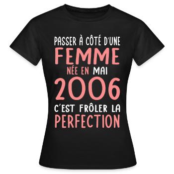 Birthday 18 years old - Born in May 2006 - Women's T-Shirt - black - Front - AI Model Female 172 dark (172cm)