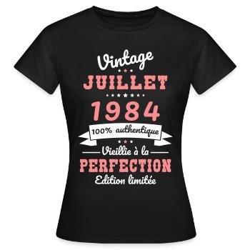 40th Anniversary - Vintage - July 1984 - Women's T-Shirt - black - Front - AI Model Female 172 dark (172cm)
