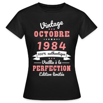 40 Jahre Jubiläum - Jahrgang - Oktober 1984 - Frauen T-Shirt - Schwarz - Vorne - AI Model Female 172 dark (172cm)