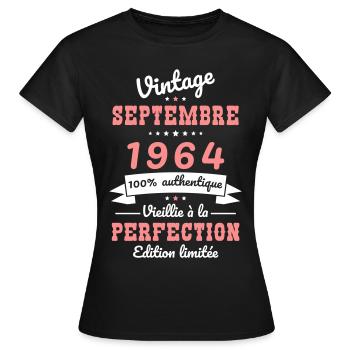 60 Years Anniversary - Vintage - September 1964 - Women's T-Shirt - black - Front - AI Model Female 172 dark (172cm)