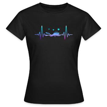 Herzschlag Taucher Tauchen Diver Diving Geschenk - Frauen T-Shirt - Schwarz - Vorne - AI Model Female 172 dark (172cm)