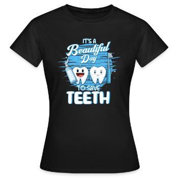 Dentist Dentists Teeth Tooth Hygienist Motif - Women's T-Shirt - black - Front - AI Model Female 172 dark (172cm)