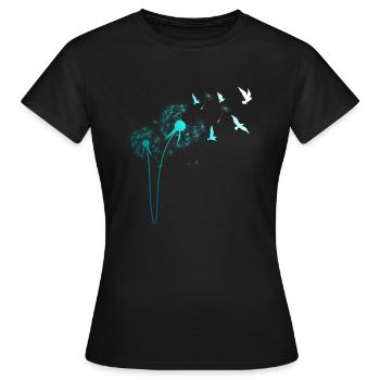 Pustflower Birds Bird Dandelion Gift - Women's T-Shirt - black - Front - AI Model Female 172 dark (172cm)