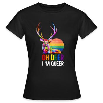 Oh Deer I'm Queer LGBTQ Rainbow Gift - Women's T-Shirt - black - Front - AI Model Female 172 dark (172cm)