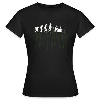 Evolution Ordinateur Détrissement Bürarbeit Cadeau - T-shirt Femme - noir - Devant - AI Model Female 172 dark (172cm)