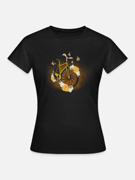 Blumen Schmetterlinge Fahrrad Geschenk - Frauen T-Shirt - Schwarz