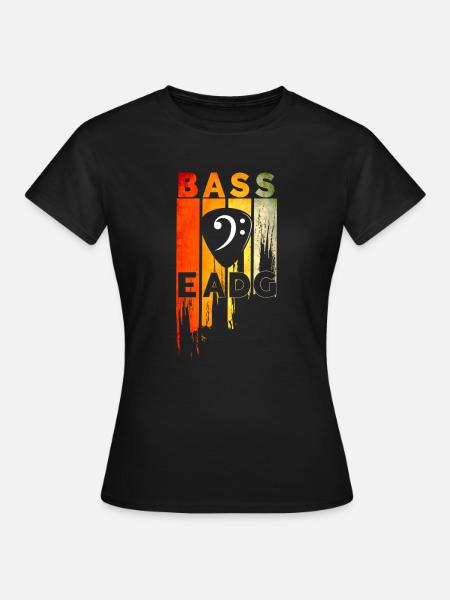Vintage Bass EADG Bassschlüssel Bassist Motiv - Frauen T-Shirt - Schwarz