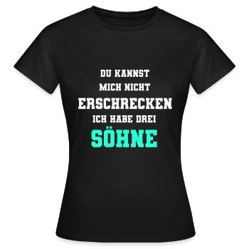 3 Söhne Eltern drei Söhne Elternschaft Geschenk - Frauen T-Shirt - Schwarz - Vorne - AI Model Female 172 dark (172cm)