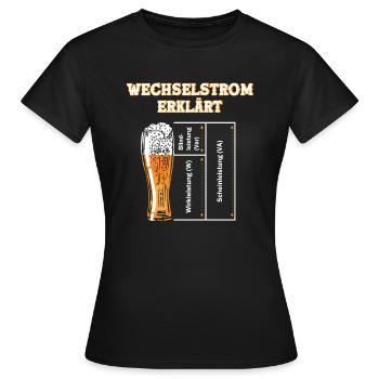 Wechselstrom Bier Elektriker Bierglas Geschenk - Frauen T-Shirt - Schwarz - Vorne - AI Model Female 172 dark (172cm)