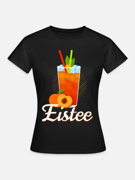 Eistee Pfirsich Design Tee - Frauen T-Shirt - Schwarz