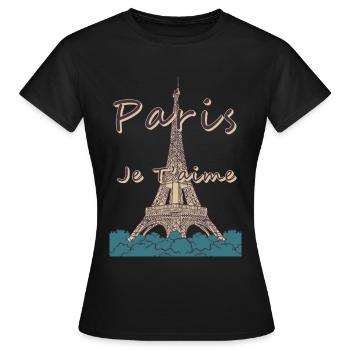 Paris Je Taime Tour Eiffel Paris France - T-shirt Femme - noir - Devant - AI Model Female 172 dark (172cm)