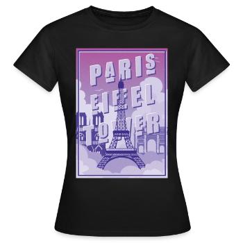 Paris Eiffelturm Andenken Frankreich Souvenir - Frauen T-Shirt - Schwarz - Vorne - AI Model Female 172 dark (172cm)