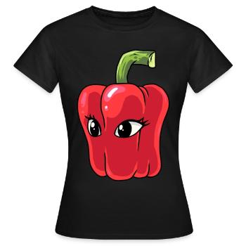 Paprika Piment Pepperoni Épices - T-shirt Femme - noir - Devant - AI Model Female 172 dark (172cm)