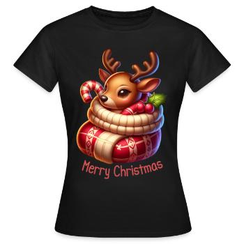 Cadeau de Saint-Nicolas Renne sucré - T-shirt Femme - noir - Devant - AI Model Female 172 dark (172cm)