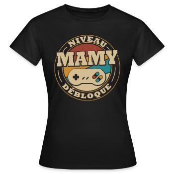 Niveau mamy débloquer - T-shirt Femme - noir - Devant - AI Model Female 172 dark (172cm)