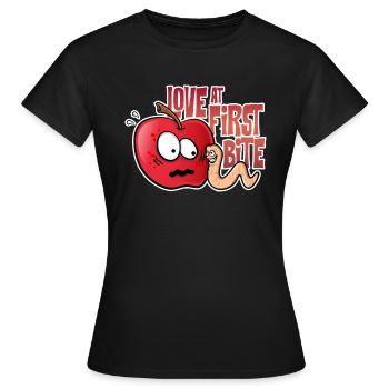 Apple-Wurm Liebe auf den ersten Blick - Frauen T-Shirt - Schwarz - Vorne - AI Model Female 172 dark (172cm)