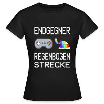 Endgegner Regenbogenstrecke Mario Kart Gaming - Frauen T-Shirt - Schwarz - Vorne - AI Model Female 172 dark (172cm)