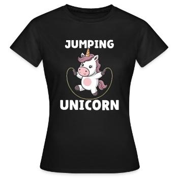 Jumping Unicorn - Frauen T-Shirt - Schwarz - Vorne - AI Model Female 172 dark (172cm)