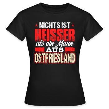 OSTFRIESLAND - heiss - Frauen T-Shirt - Schwarz - Vorne - AI Model Female 172 dark (172cm)